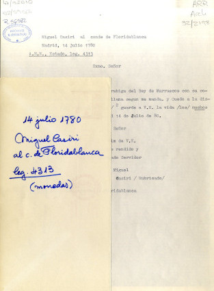 Carta de Miguel Casiri al Conde de Floridablanca