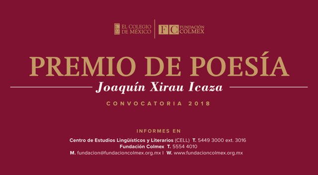 Premio de Poesa Joaqun Xirau Icaza 2018